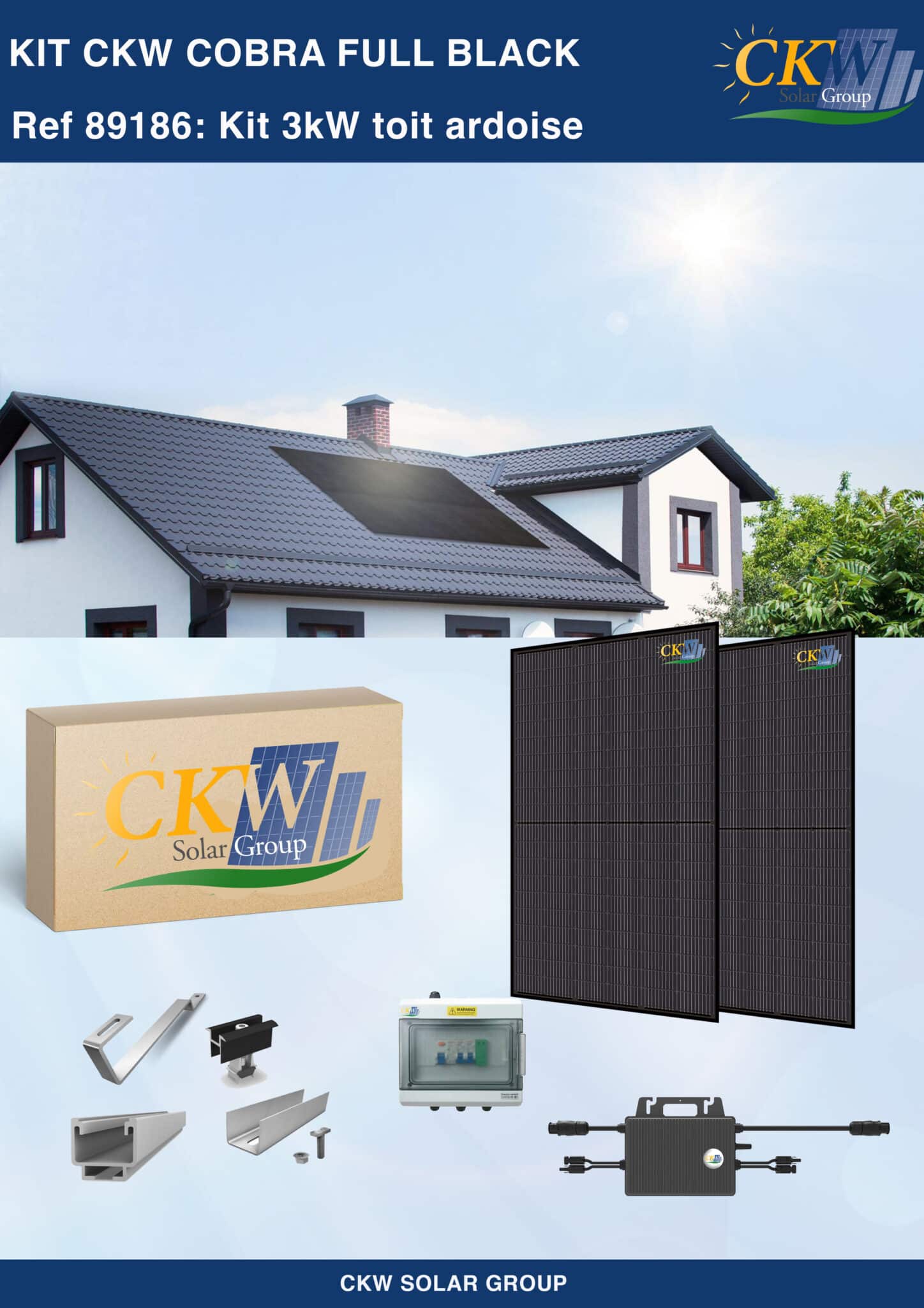 Kit Full Black Kw Micro Onduleur Toit Ardoise Ref Ckw Solar