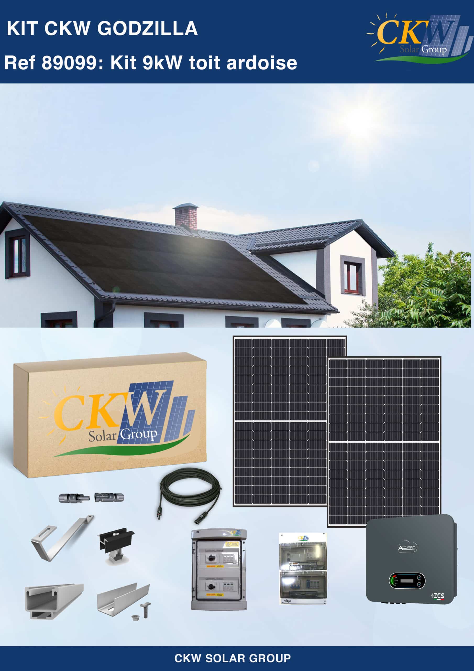 Kit Solaire 9kW Toit Ardoise Ref 89099 CKW Solar Group