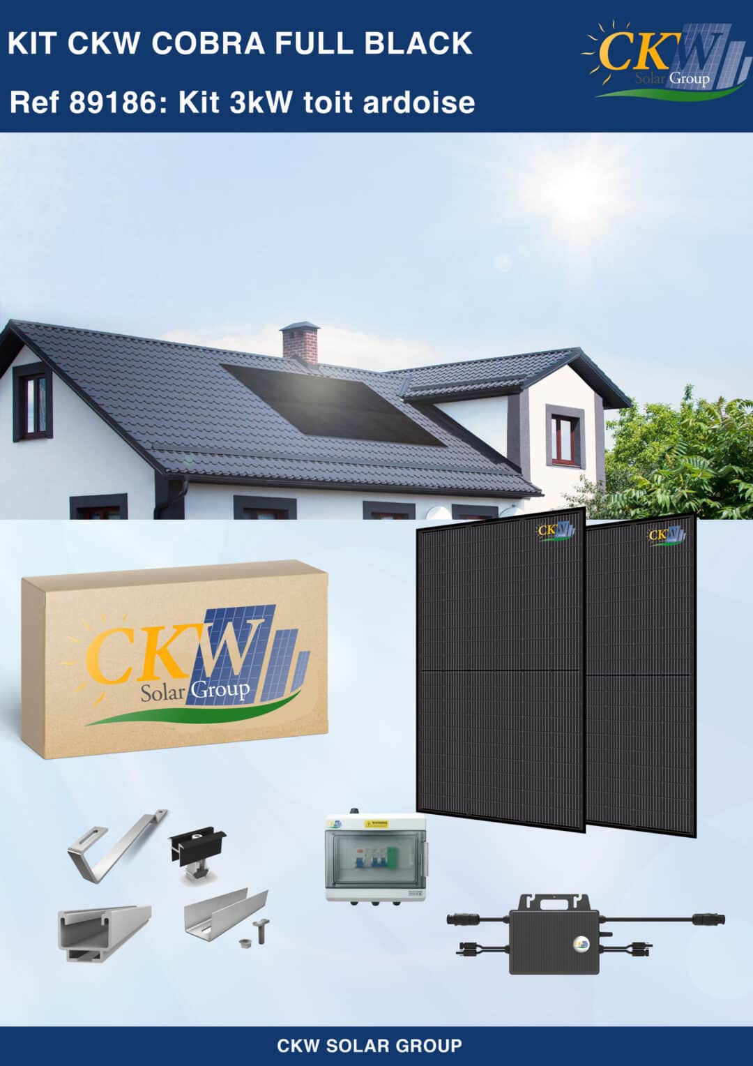 Kit full black 3kW micro onduleur toit ardoise - ref 89186