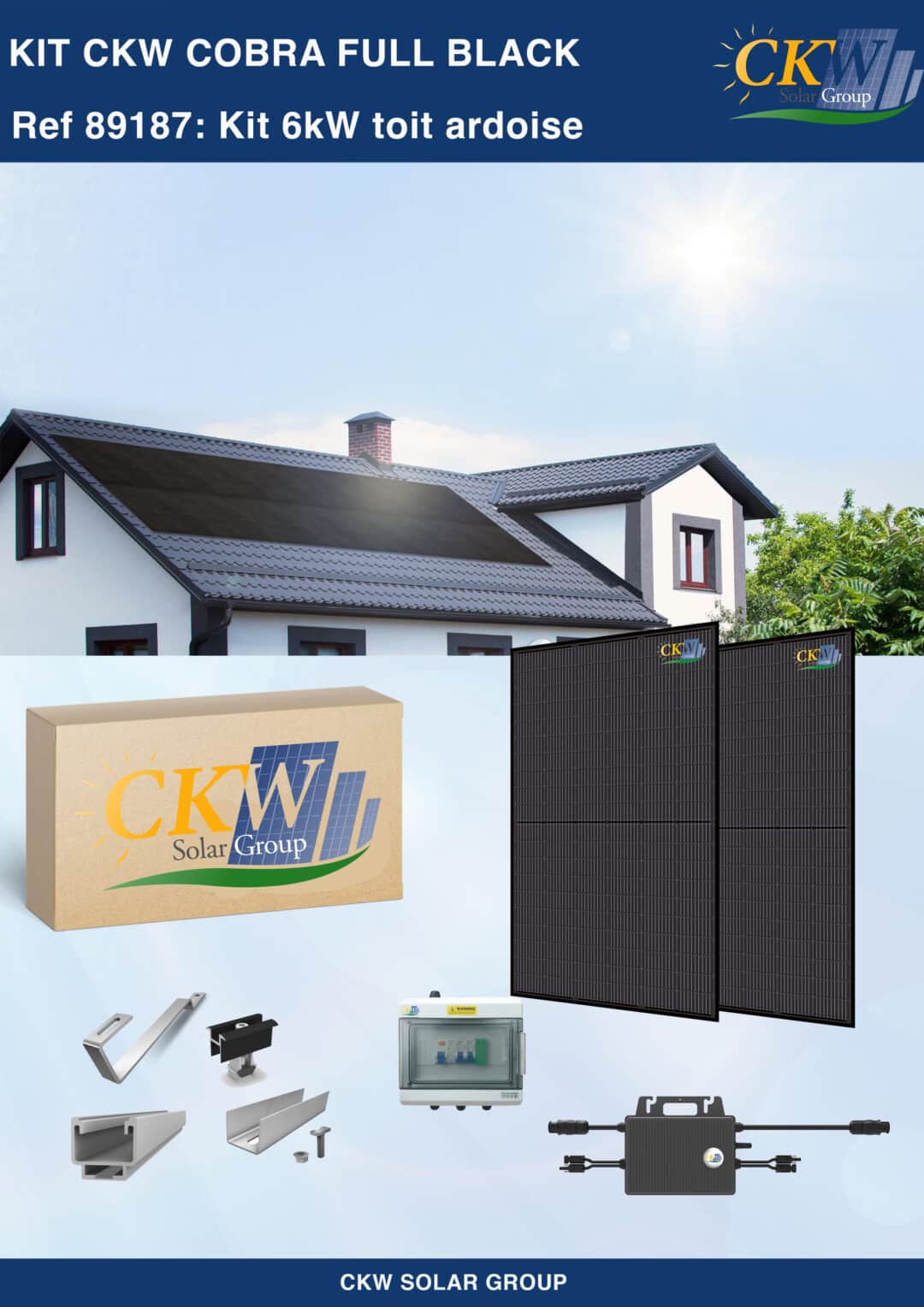 Kit Full Black 6kW micro onduleur toit ardoise - ref 89187