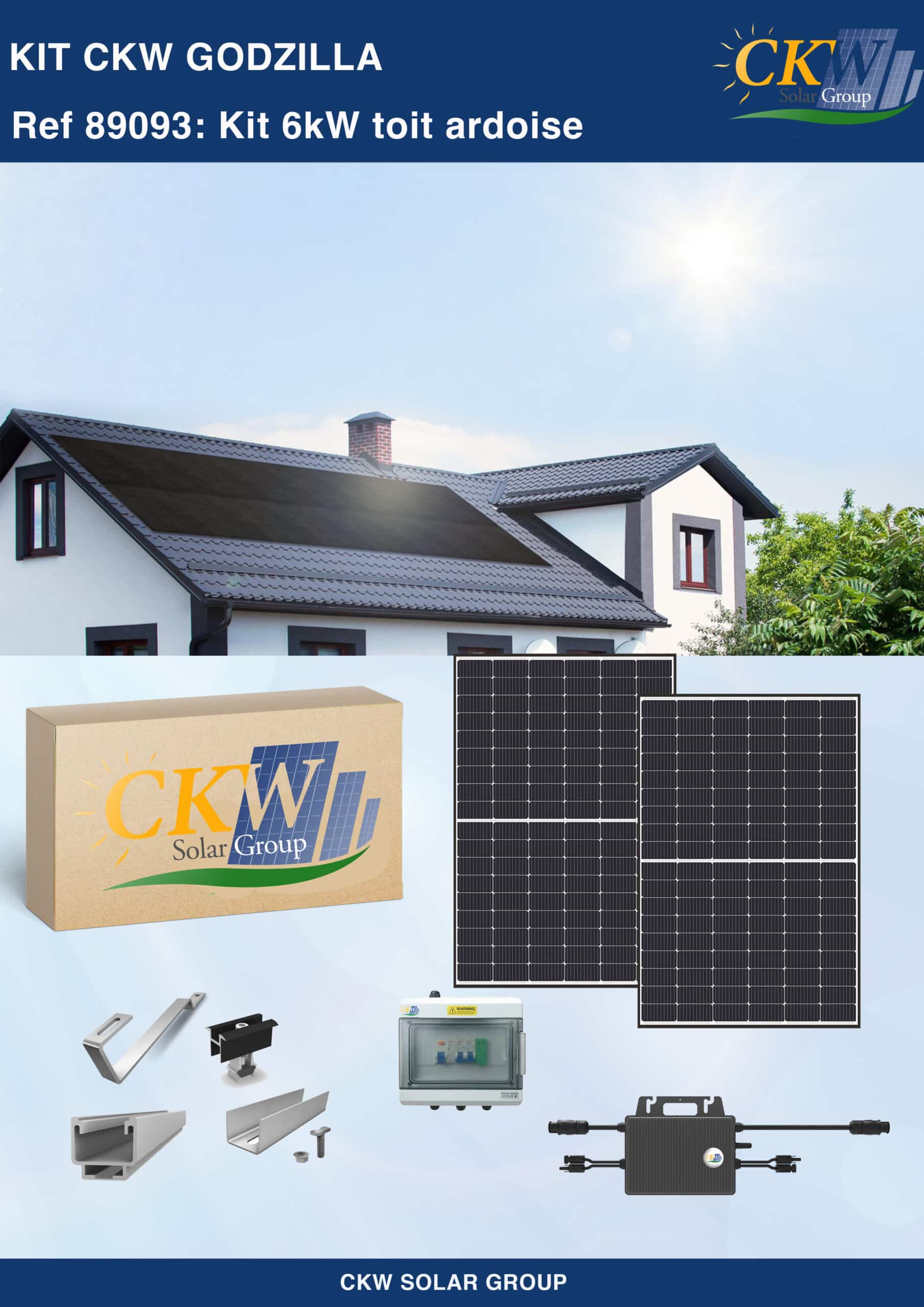 Kit Solaire 6KW-8 micro-onduleur 800W-16 panneaux 375W-no fixation-Coffret  AC CKW Solar Group